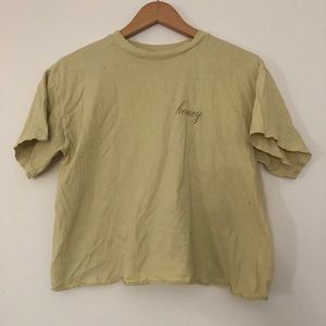 Brandy Melville Yellow Embroidered Honey Top